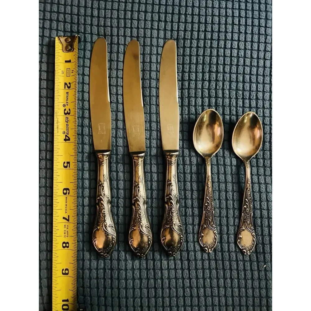 Vintage Solingen Rostfrei Silverplate Silverware Flatware 3 knives 2 Spoons